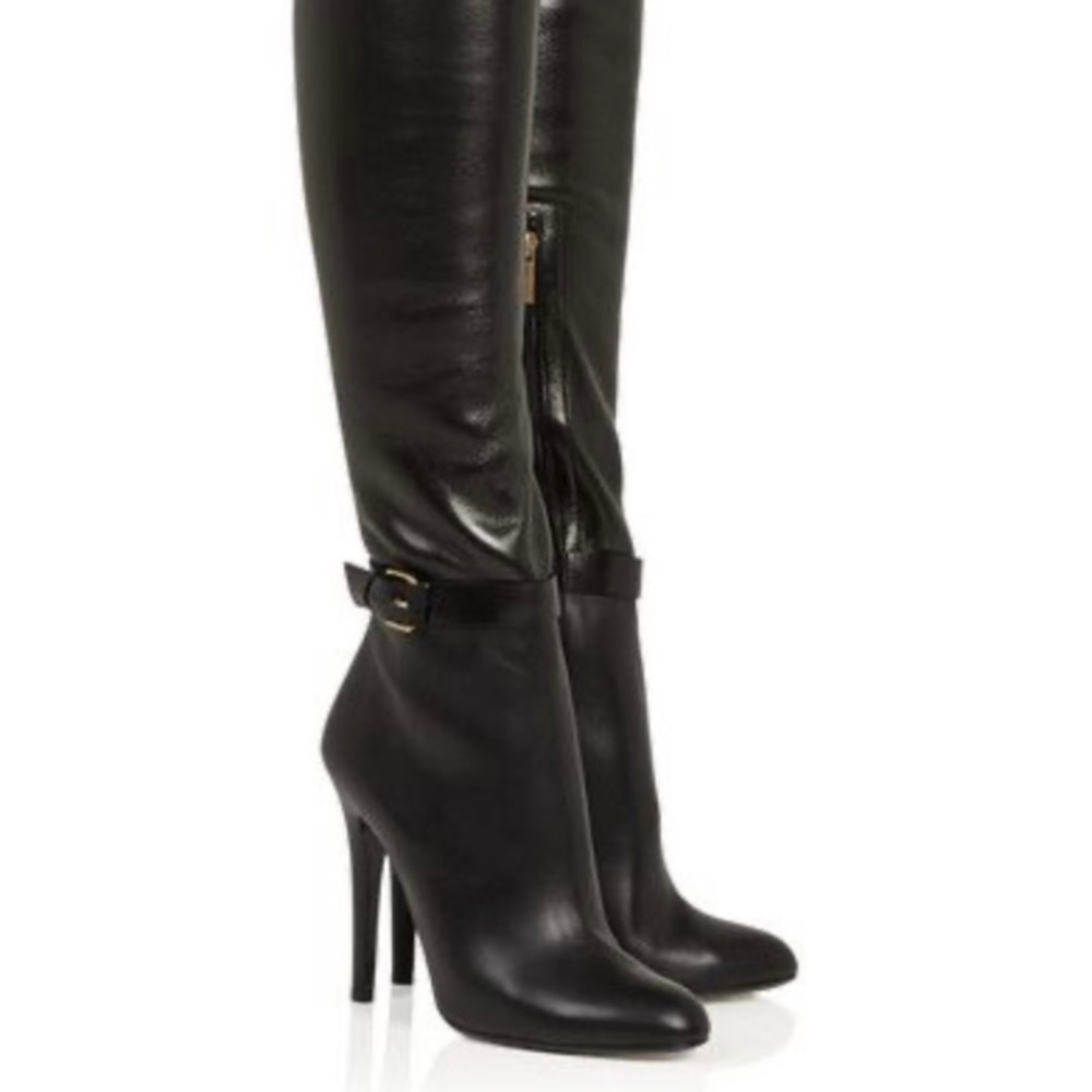 Jimmy Choo Black Tamba stretch- leather over the knee boots